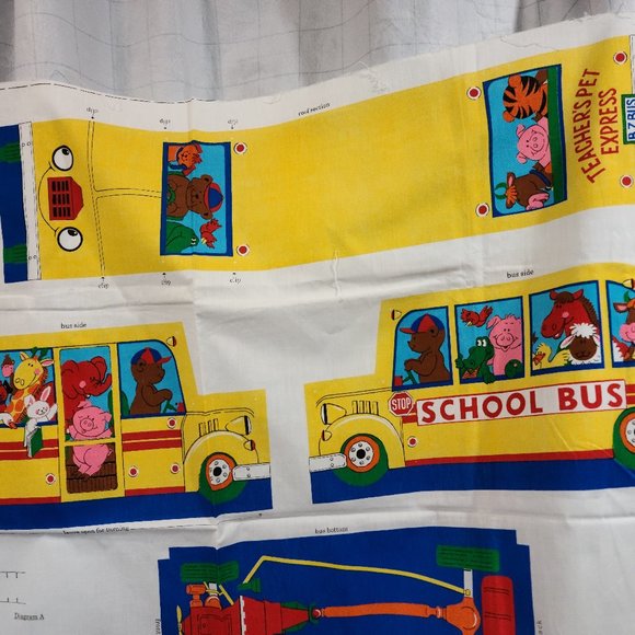 Teachers Pets School Bus Soft Sculpture Fabric Panel by Cranston - Picture 3 of 12